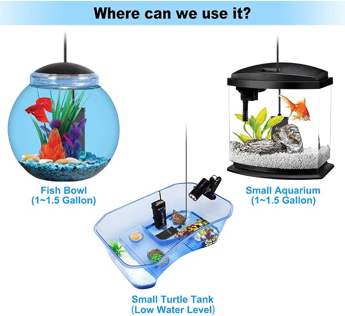 DaToo 10 Watt Small Aquarium Heater Mini Betta Flat Fish Tank Heater for 1 Gallon 1.5 Gallon