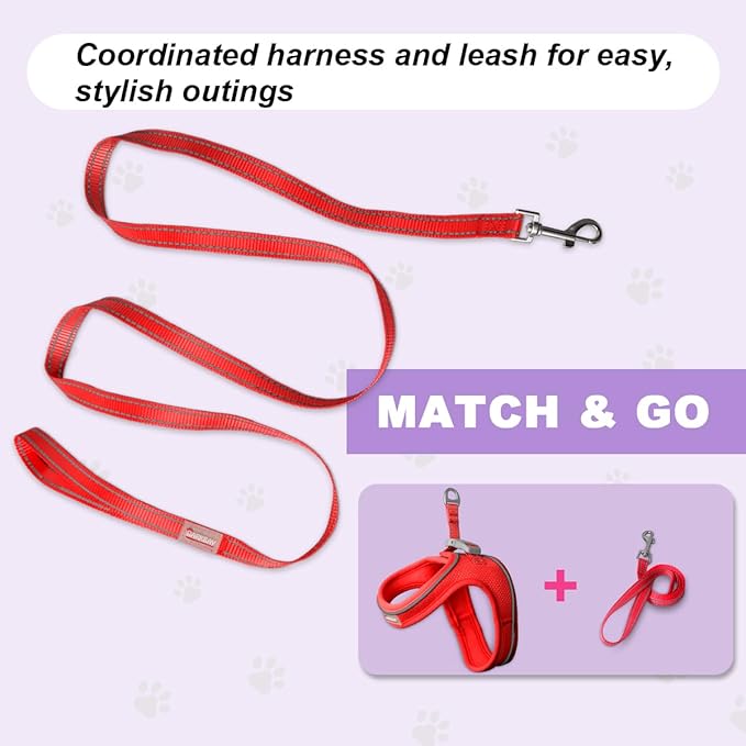 Cat Harness and Leash Set,Escape Proof Kitten Harness,Step in Adjustable Soft Lightweight,Easy Control,Reflective Strips Comfortable for Walking Travel(Red,XXS)