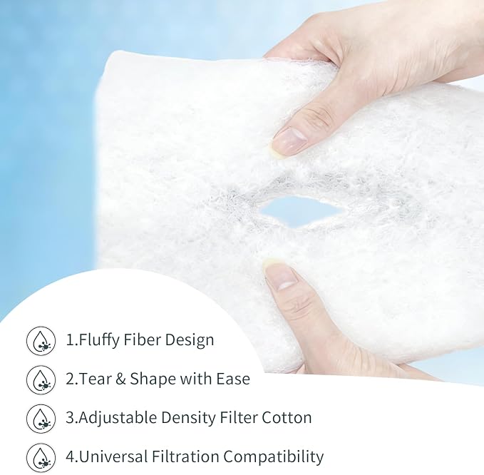 Promising Aquarium Filter Floss Roll, Fish Tank Pond Filter Media Pad | Cut-to-Fit Filter Material for Aquariums, Ponds, Garden Water Features & Turtle Tanks, 39.4 x 11.8in, 1 Pack, White