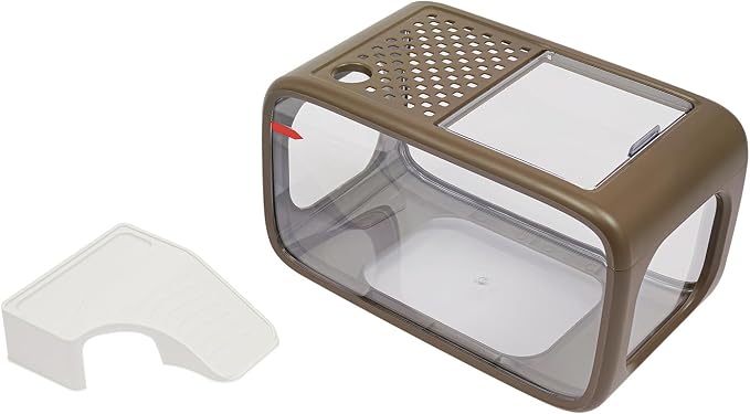 Desktop Fish Tank 3.17 Gal, Fish Tank with Top Feeding Hole, Desktop Fish Bowl with Climbing Frame for Aquatic Animals (Brown)