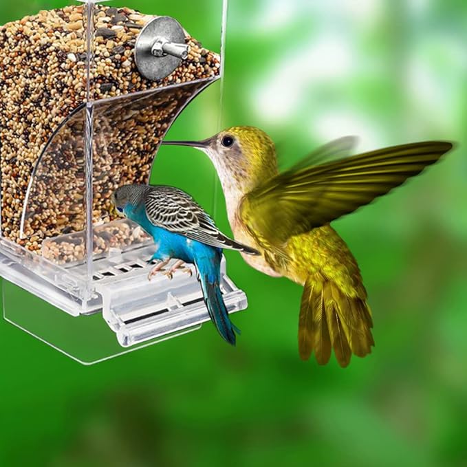 No Mess Bird Feeder Automatic Parrot Feeder Cage Accessories, Clear Parakeet Seed Container Food Feeder for Cage, Cockatiel Finch Lovebirds Budgies Canary (A)