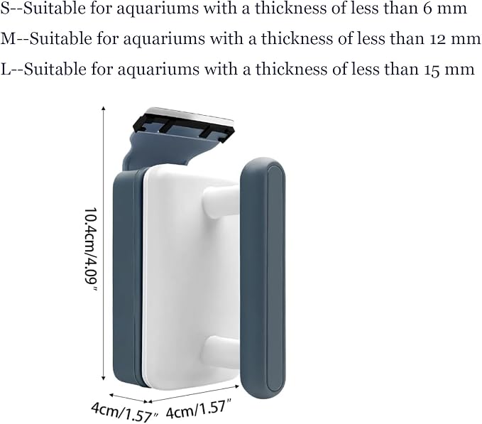 Magnetic Aquarium Glass Cleaner Tool, Dual Sided Fish Tank Cleaner with Algae Scraper, Strong Magnetic Glass Scrubber for Aquarium Maintenance, Easy No Wet Hands Cleaning for Home Fish Tanks ，M