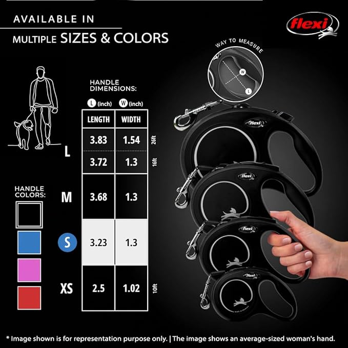 FLEXI New Classic Tape Retractable Dog Leash for Small Dogs up to 33 lbs. – 16 ft., Black| Tangle Free Pet Walking Leash with One-Handed Brake, Pause, Lock|German Quality Product