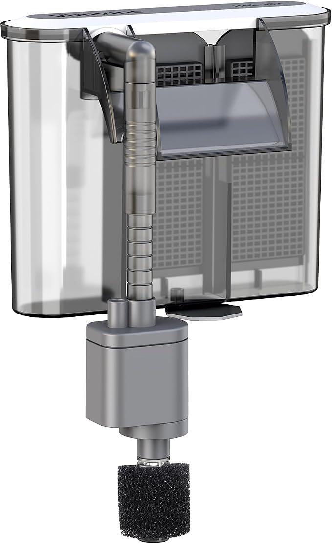Vimvins Small Aquarium Filter, Quiet Fish Tank HOB Filters for 2 to 10 Gallon Aquariums, Adjustable Flow（Model: 302）