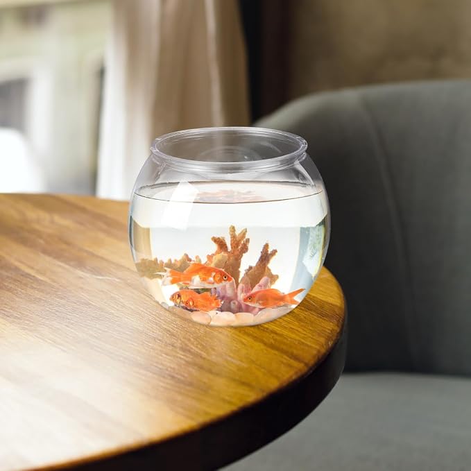 VICASKY Fish Bowl Goldfish Tank Round Bowls Large Small - Transparent Aquarium Terrarium Hydroponic Planter for Centerpieces Decor Desktop Fishbowl Unbreakable Transparent Pet Round Fish Tank Decor