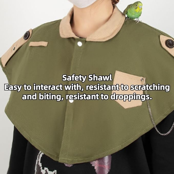 Parrot Anti-Scratch Shoulder Protector, Multi-Functional Bird Diaper Flight Suits Pee Pads Diaper Poop Shawl for Cockatiel Parakeet Macaw Lovebirds Finches (Green)