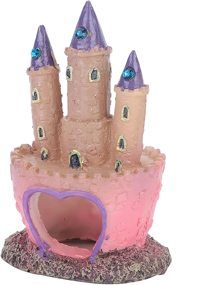 Resin Castle Hideout 136g Cartoon Aquarium Decoration Fish Tank Cave Ornament for Small Fish Privacy, No Water Quality Impact