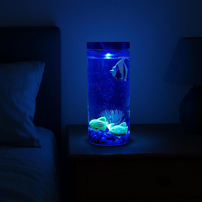 Aquarium Water Lamp, Fish Tank Style Decorative Lamp with Artificial Fish & Plants, LED Ambient Light for Home, Office, Bedroom, Relaxation & Unique Gifts