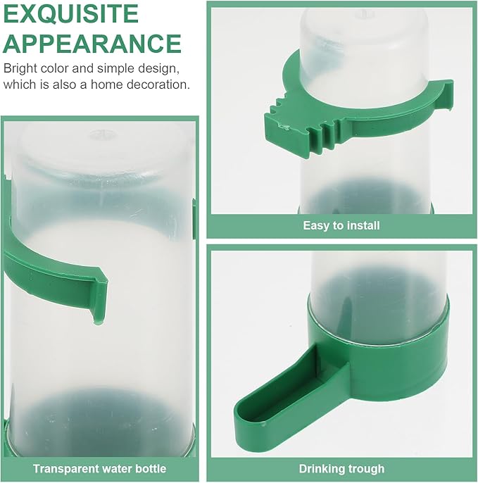 UKCOCO 10pcs Birds Water Dispenser: Automatic Plastic Bird Water Feeder for Parrots, Pigeon, Budgies, Lovebirds, Green