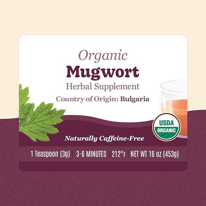 Organic Positively Botanicals Company, Mugwort, Herbal Tea Loose Leaf Botanical, 16 Ounce