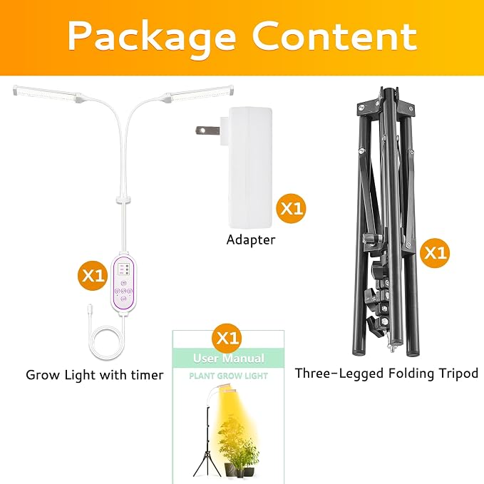 LED Grow Lights for Indoor Plants Full Spectrum, LED Plant Light with Stand, Adjustable Height, Plant Grow Lights with Auto 4/8/12/H Timer for Indoor Tall Plants (420 LEDs)
