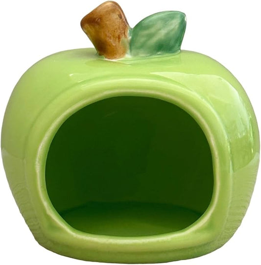 Ceramic Hamster House Cartoon Pet Hideout Indoor Furniture Small Animal Nest for Hedgehog Chipmunk Rats Gerbils- Green