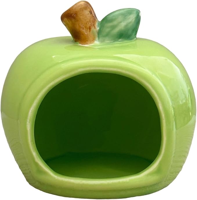 Ceramic Hamster House Cartoon Pet Hideout Indoor Furniture Small Animal Nest for Hedgehog Chipmunk Rats Gerbils- Green