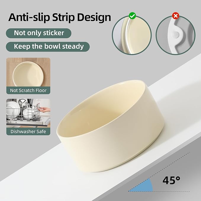 Havniva Raised Cat Water Bowl 5.1” Elevated Ceramic Cat Food and Water Bowl Whisker Friendly Pet Water Bowls for Indoor Cats, Wide Kitten Dish Relieve Whisker Fatigue Non Slip Cat Feeder
