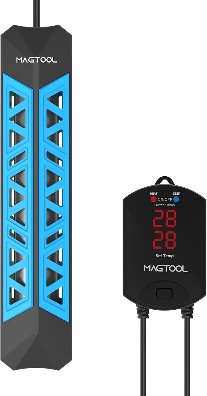 MagTool Aquarium Heater 100W-1200W Submersible with Digital Controller | For 40-55-75-94 gallon tanks, with over-temperature protection, auto shut-off for freshwater and saltwater aquariums.