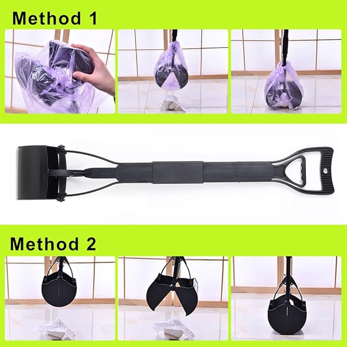 32‘’ Pooper Scooper, Foldable Pooper Scooper for Large Medium Dogs, Poop Pick Up Tool for Yard, Lawns, Grass(Black)