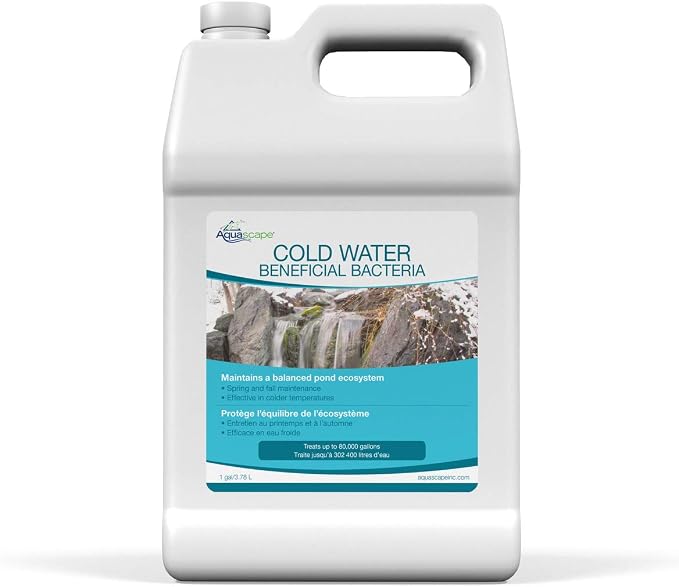 Aquascape Cold Water Beneficial Bacteria for Ponds, 1 Gal / 3.78 L – Maintains Clean and Clear Water in Cooler Temperatures – Safe for Koi, Fish, and Plants, 96021