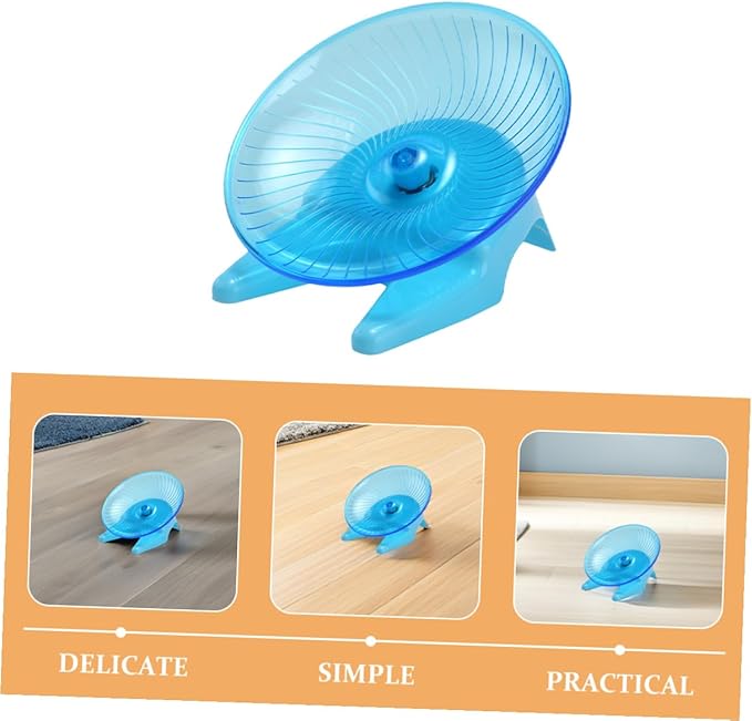 Toddmomy Silent Hamster Flying Saucer Exercise Wheel with Non-Slip Stand, Whisper-Quiet Spinning for Small Pets Including Gerbils, Hedgehogs, and Hamsters, Light Blue