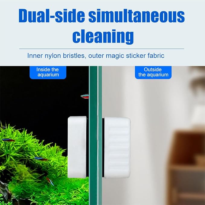 MiOYOOW Magnetic Aquarium Glass Cleaner, Mini Tank Algae Scraper, Non-Floatable, Inner and Outer Synchronized Cleaning for Small Square Fish Tanks