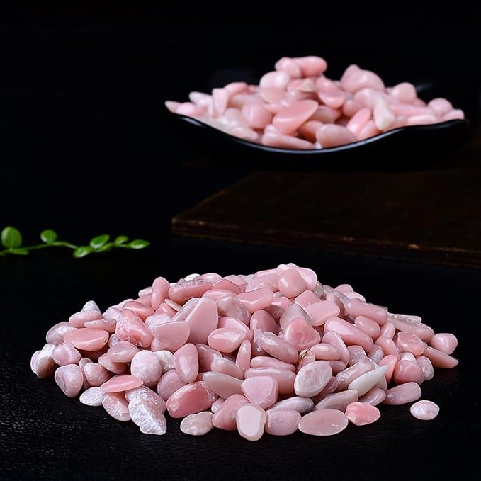 Erliway Pink Opal Crystal Chips Bulk for Vase Filler Crafts, 0.5 lb 7-9mm | Natural Crushed Crystal Stone for Spell Jar, Aquarium Gravel, Reiki Healing Meditation, Jewelry Making, Resin Art, Home Décor