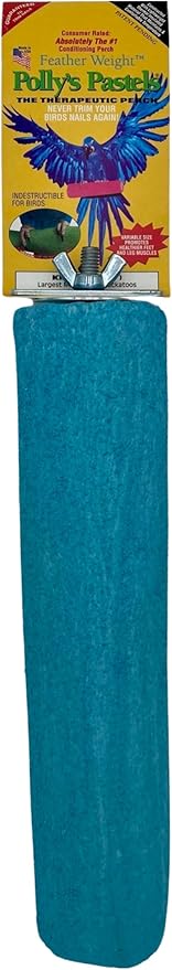 Polly's Pastels Nail Trimming & Beak Conditioning Safety Perch for Cockatiels, Cockatoos, Macaws, Parakeets, Budgies, Parrots and All Other Birds (Blue, X-Large-2" Dia. x 9" Long)