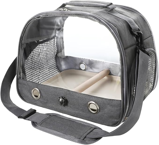 Small Bird Travel Carrier Cage Portable Bird Parrot Parakeet Cockatiel Travel Carrier Bag Lightweight Birds Backpack with Standing Perch and Stainless Tray for Vet Visit Side Access Window