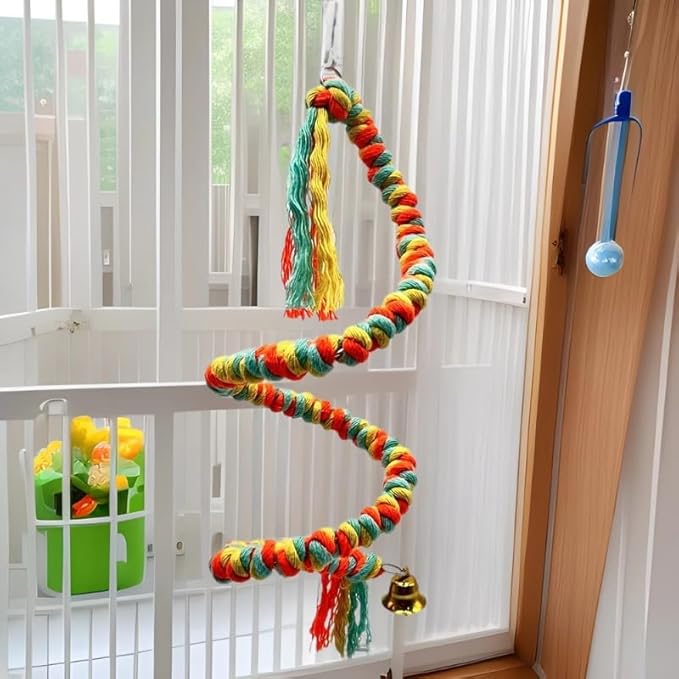 Bird Rope Perch Bird Perches for Cage, Colorful Cotton Bendable Rope Perch Swing, Parrot Perch Parrot Toys Parakeet Toys Bird Toys for Parrots (Multi-Color, 40 inch)
