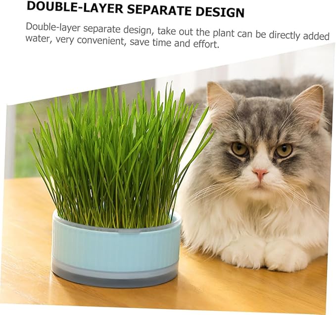 BESPORTBLE 2pcs Hydroponic Cat Grass Planter Soilless Household Planting Box with Design Convenient Growing Kit for Indoor Use Blue Pink