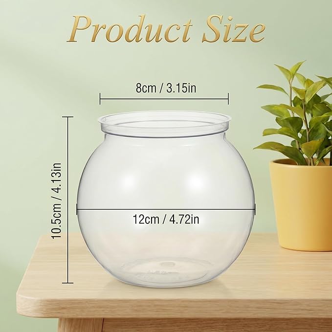 Mini Plastic Fish Bowl, 27 oz Decorative Fish Bowls Unbreakable Plastic Betta Fishes Tank Clear Round Desktop Vases Bowls for Home Decor, Centerpiece Vases, Candy, Party Favors