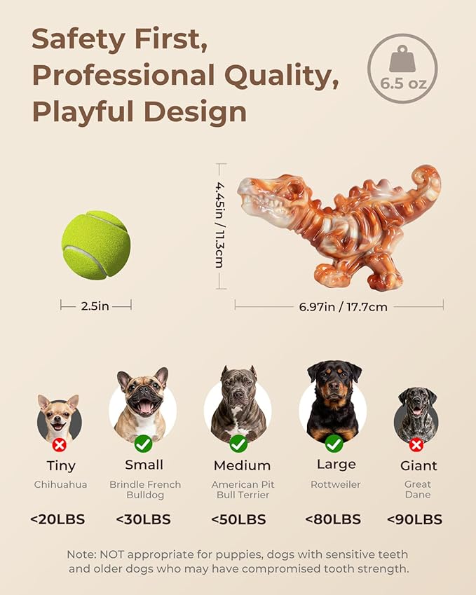 2 Pack Indestructible Dog Chew Toys for Aggressive Chewers: Ultra-Dense Nylon, Bacon Flavor Chew Bones, Heavy Duty Tough Toys for Large Dogs 20-90 lbs, Long Lasting & Keep Them Busy (XL)