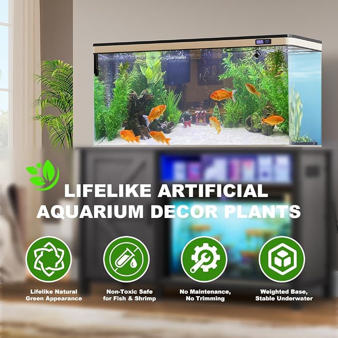 DSkoiph 2 pcs Aquarium Decor Plastic Plants Extra Large 21 Inches Artificial Fish Tank Plants Tall Fish Tank Decorations Artificial Green Water Plants (Green)