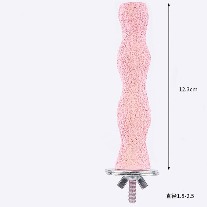 Parrot Perch Stand, Bird Beak Grinding Stone, Anti-Slip Parakeet Nail Trimming Stick Resin Beak Grinder Stone Perches Washable Claw Trimmer Stand for Parrot Cage Accessories (Pink, Large)