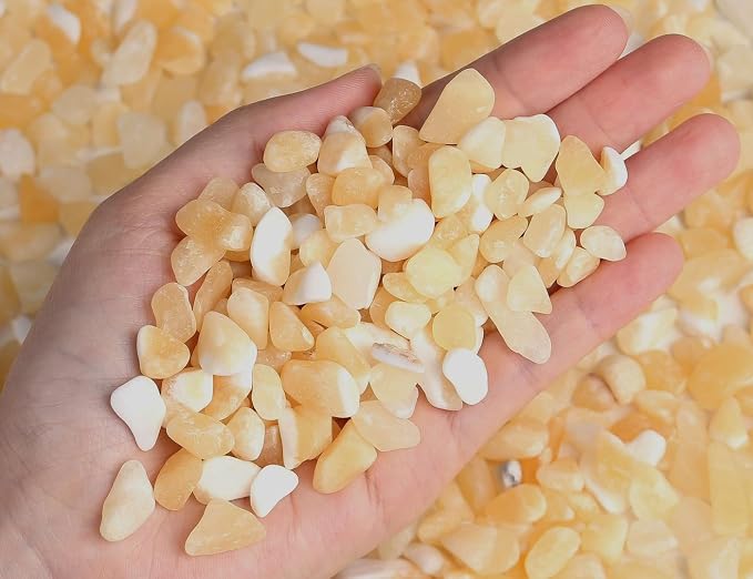 LAIDANLA Yellow Jade Crushed Stone Crystal Chips Bulk Natural Gemstones Healing Reiki Crystals Mini Quartz Vase Filler Aquarium Gravel 100g