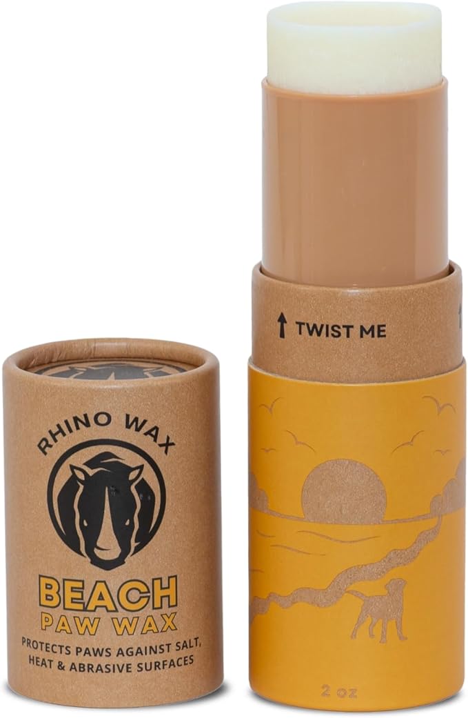 Rhino Wax - Dog Paw Beach Wax 2oz - Protects Against Sharp Rocks, Hot Sand, Glass, Coral, or Other Hazards at Beaches - Moisturizes and Improves Elasticity - Lick Safe - Natural Ingredients - USA Made