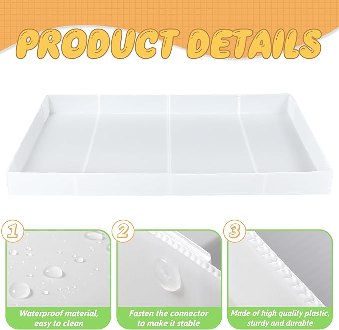 Wenqik 2 Pcs Guinea Pig Cage Liner Corrugated Plastic Cage Liner Base 2 x 4 Panel Size Guinea Pig Cage Bottom for Small Animals Hedgehogs Rabbits Cages Tray, 55 x 27 Inch(White)