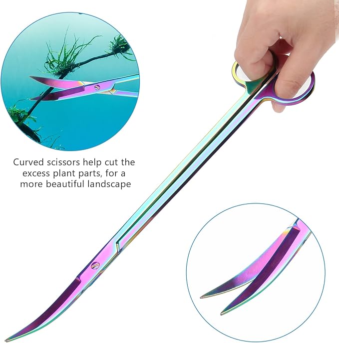 15" Aquarium Aquascape Tools Kit 4P Stainless Steel Aquascaping Set | 4in1 Extra Long Full Metal Design, Scissors, 2P Tweezers And Sand Spatula, For Trimming Plants, Arranging Sand And Aquascape