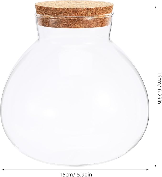 Milisten Glass Plant Terrarium with Cork Lid, 5.9x6.29In Clear Micro Landscape Terrarium Jar, Glass Fish Bowl Vase, Plant Propagation Station, Desktop Planter Container for Home Office Decor