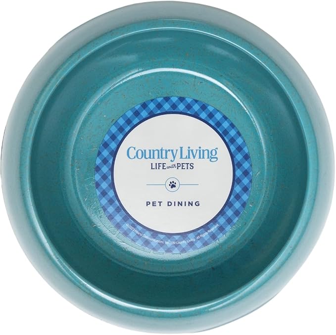 Country Living Set of 2 Teal Blue Bamboo Dog Bowls (16oz) – Naturally Sourced Bamboo Design, Non-Toxic, Durable, Dishwasher & Microwave Safe and Pet-Safe Feeding Dish, Ideal for Small to Medium Dogs