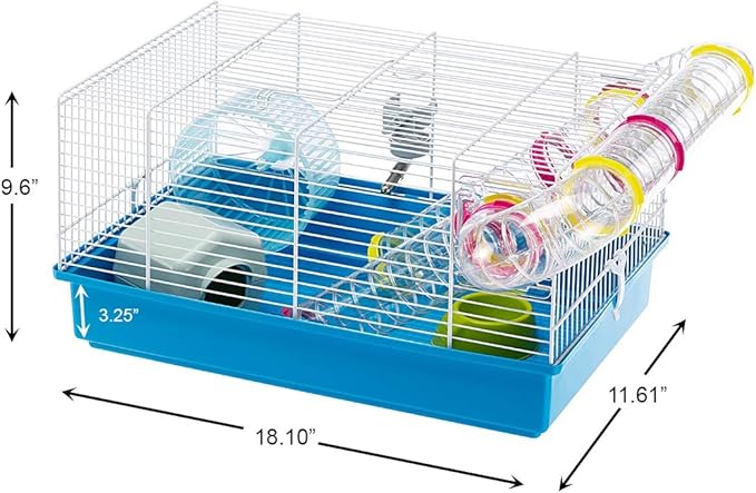 Ferplast Paula Small Hamster Cage | Fun & Interactive Cage Measures Measures 18.11L x 11.61W x 9.6H & Includes All Accessories