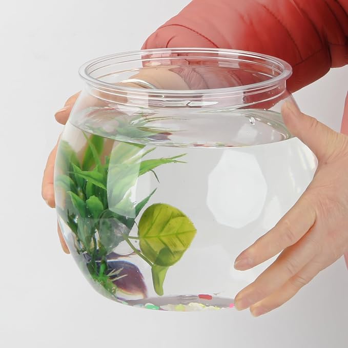 3 Gallon PET Aquaponic Betta Fish Tank Aquaponic with Base and Top | Large Bowl Shatterproof Aquarium Fish Tank with Clear Clarity for Terrarium, Flower Vase Centerpiece Present for Fish Lovers