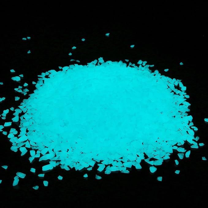 Shiny Stone Glow in The Dark Aquarium Gravel Sand, Blue, 3-5mm | Neon, 305g/0.67lbs, For Fish Tank and Fairy Garden, Decorative Rocks, Home Decor