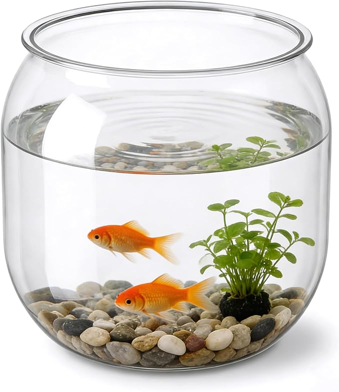 Mini Plastic Fish Bowl, 80 Oz Decorative Small Fishbowl, Round Plastic Fish Tank, Unbreakable Aquarium Fish-Bowls for Party Decorations, Centerpiece Vases, Hydroponic Planter and Home Decorations