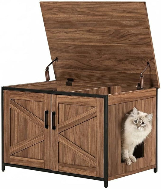 unipaws Top Opening Cat Litter Box Enclosure, Friendly to Elderly People, Waist or Keen Problem People, XL Extra Large Cat Box Furniture