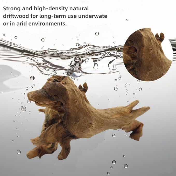 Driftwood for Aquarium Decor, Fish Tank Decor, 2 Pcs Reptile Branches, Drift Wood for Fishtank, Aquarium Hardscape, Betta Fish Decor, Reptiles Driftwood Branch (Driftwood 7.8-11.8 Inch (Pack of 2))