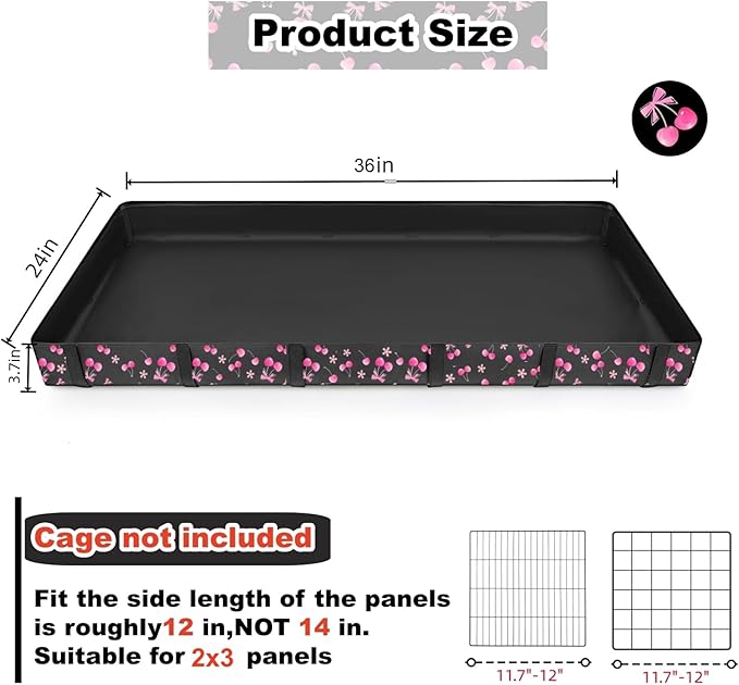 DZWLKJ Guinea Pig Cage Liner,Washable Tarp Bottom Base,Cherry Graphic,24"x36", Reusable for Rabbit, Chinchilla, Hedgehog, Ferret & Other Small Animals.