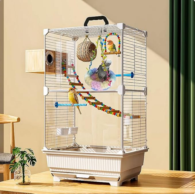 Hanging Bird Hammock for Cage Warm Plush Hanging Bird Bed Bird Snuggle Hut Parrot Hanging Sleeping Bird House for Parakeet, Conure, Budgie, Cockatiel, Lovebird, Finch, Hamster-Pink