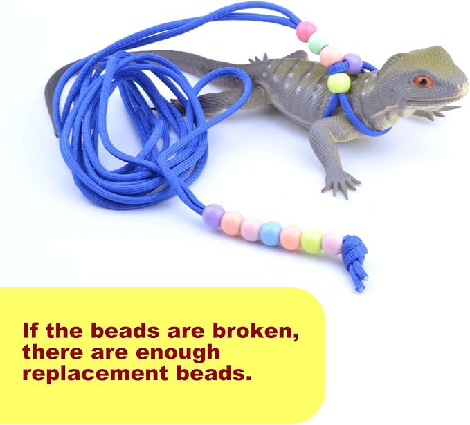 Adjustable Reptile Training Lead Harness Leash Nylon Rope for Lizard Crested Gecko Chameleon Guinea Pig Ferrets Hamster Rats (Blue)