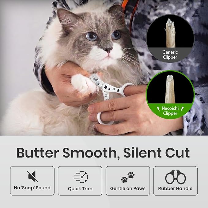 Necoichi Purrcision Feline Nail Clipper | Lever Principle Cat Nail Clipper | Butter-Smooth Cuts | Made in Japan, Seki Swordsmith Craftsman | Stainless Steel Cat Claw Trimmer for Indoor Cats (White)