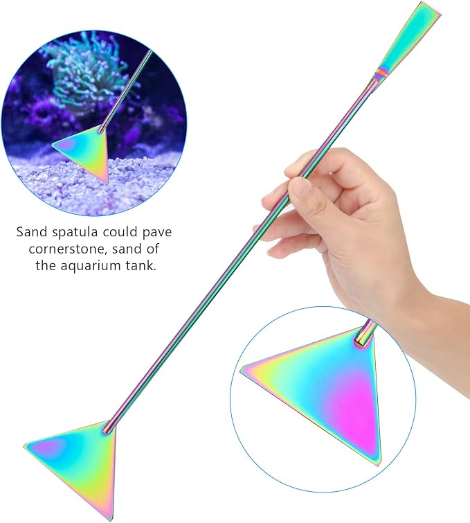 15" Aquarium Aquascape Tools Kit 4P Stainless Steel Aquascaping Set | 4in1 Extra Long Full Metal Design, Scissors, 2P Tweezers And Sand Spatula, For Trimming Plants, Arranging Sand And Aquascape