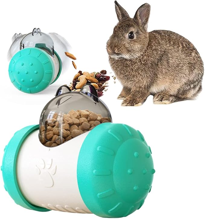 Interactive Treat Ball for Rabbits, Roll and Push, Use with Diced Carrot, Dried Herbs or Dried Fruit, Snack Toy Ball for Rabbits, Guinea Pigs, Chinchillas, Hamsters, Gerbils, Rat Ect